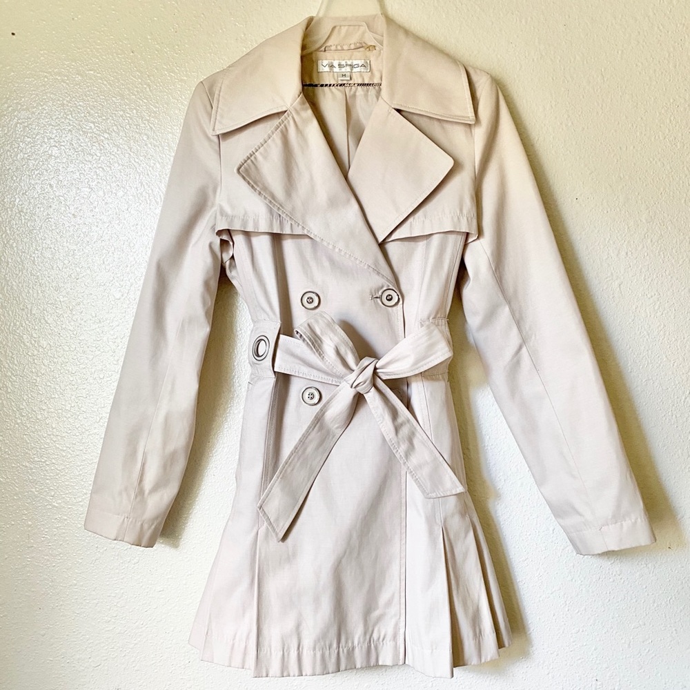 Pleated Waist Tie Trench-coat
